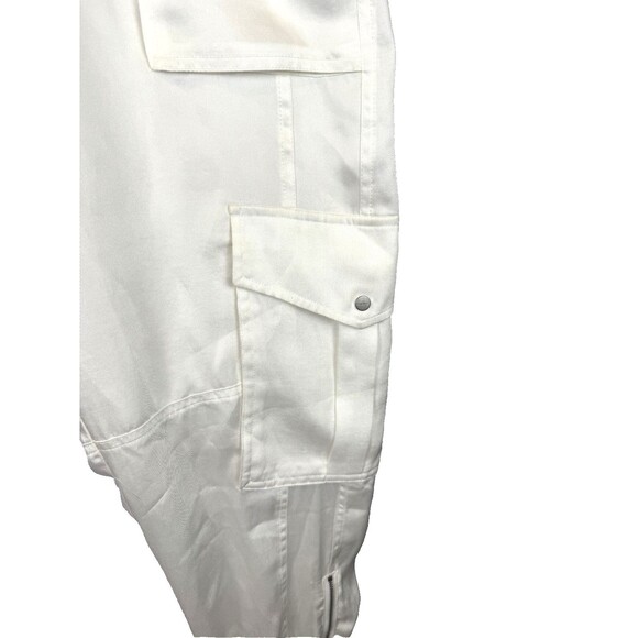 AllSaints Freda Satin Cargo Joggers 6 Ecru Pull On Elastic Waist 90s Y2K - Picture 5 of 16